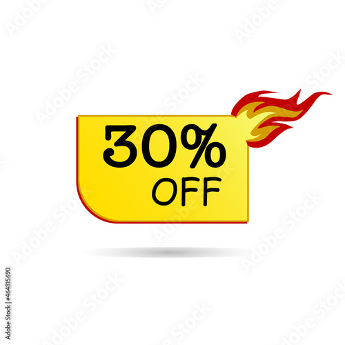 Small banner hot offer 30% discount, Tag shopping lucrative offer fire, shops and online shopping