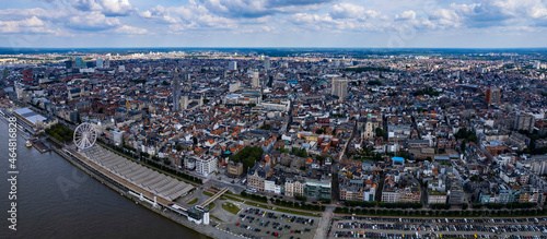  Aerial view around the old town of Antwerp on a sunny day in summer