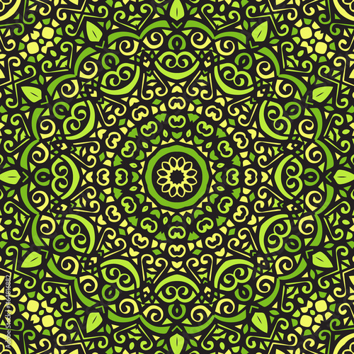 Seamless floral mandala block pattern.Colorful ornamental design.Luxurious seamless pattern for tiles, fabric,cloth.Oriental wallpaper.