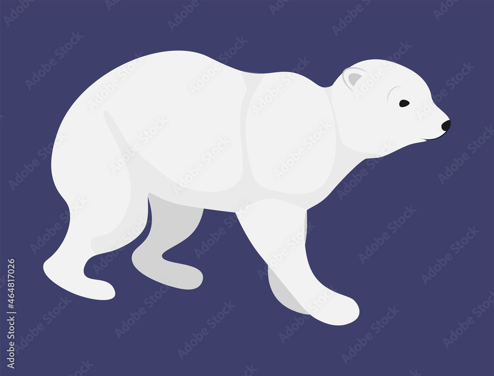 Polar bear on dark background, Winter with white bear. Vector illustration design element in flat cartoon style. Polar bear on dark background, Winter with white bear. Vector illustration design element in flat cartoon style.