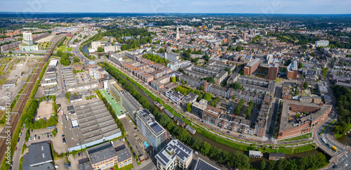 Aerial view of the city Breda in netherlands on a sunny day in summer