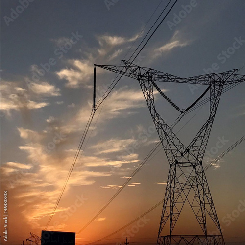 power lines at sunset