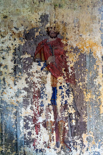 painting of the walls of an abandoned Orthodox church