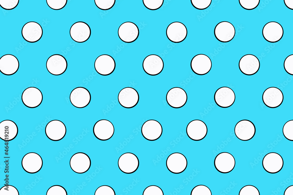 blue background with polka dots, blue background in a white circle	