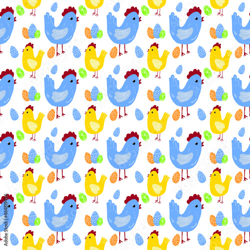Easter bright pattern with birds