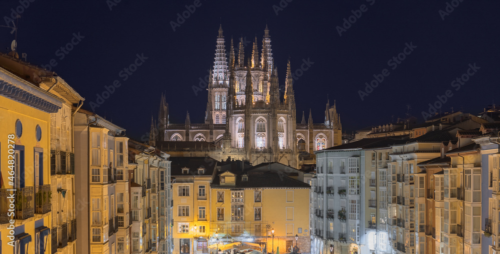 Night View of Burgos Cathedral, Spain