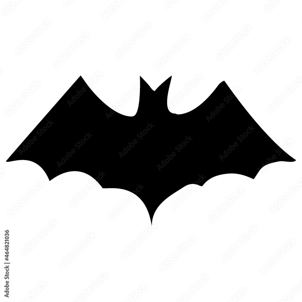Black isolated silhouette of a bat with open wings for Halloween ...