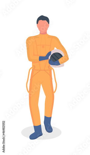 Cosmonaut semi flat color vector character. Walking figure. Full body person on white. Space exploration isolated modern cartoon style illustration for graphic design and animation
