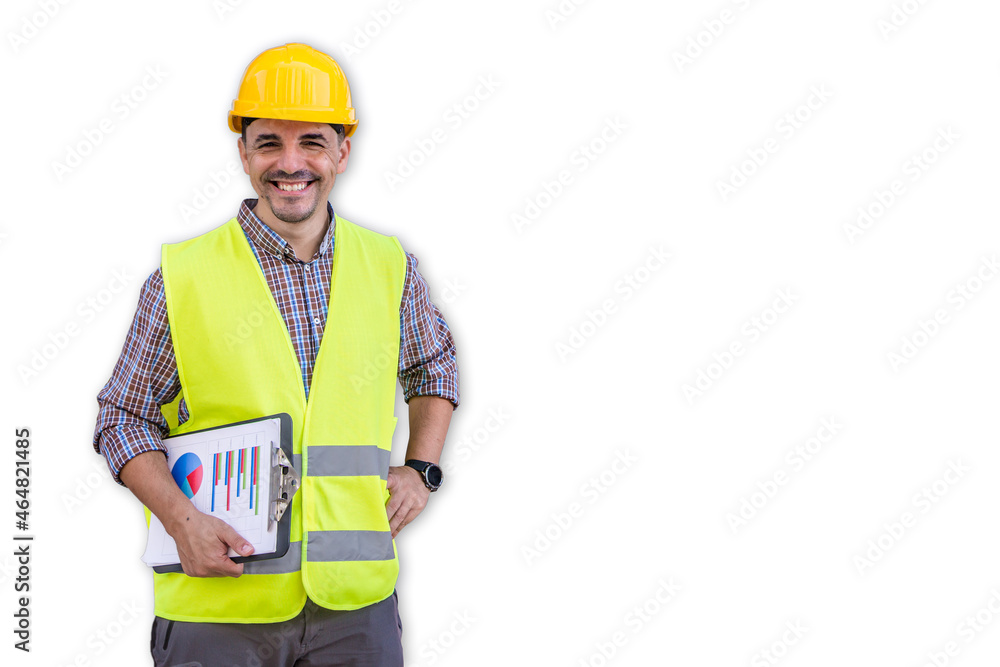 smiling worker in reflective waistcoat and yellow helmet smiling worker in reflective waistcoat and yellow helmet