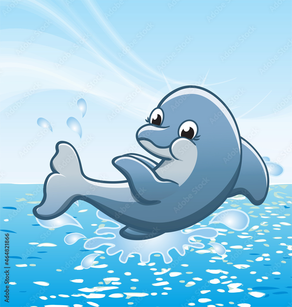 happy cute smiling cartoon dolphin happy cute smiling cartoon dolphin