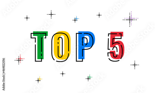 top 5 success winners list header, colorful linear style vector poster or banner template photo