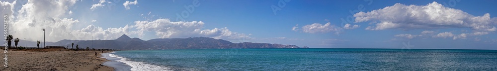 panoramic view of Amoudara beach near Heraklion in Crete, horizontal
