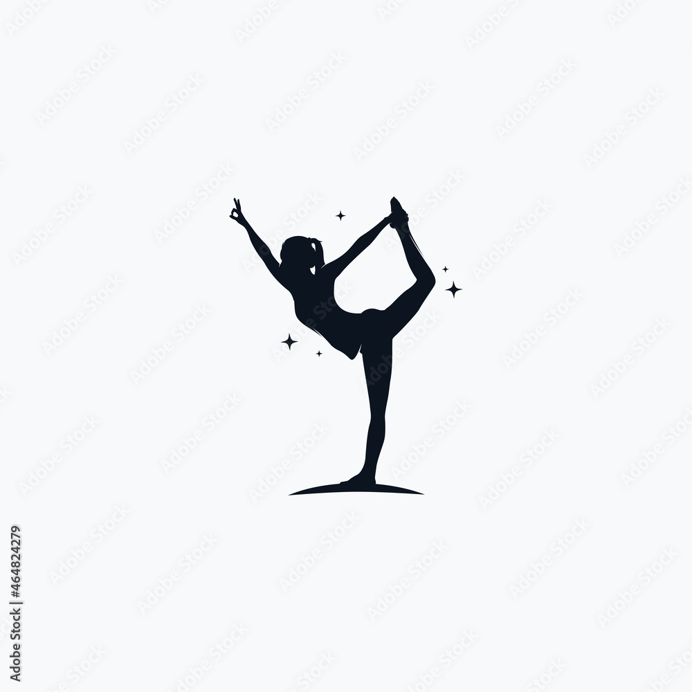 Fitness Gymnastic Logo Silhouette Sportswoman Vector