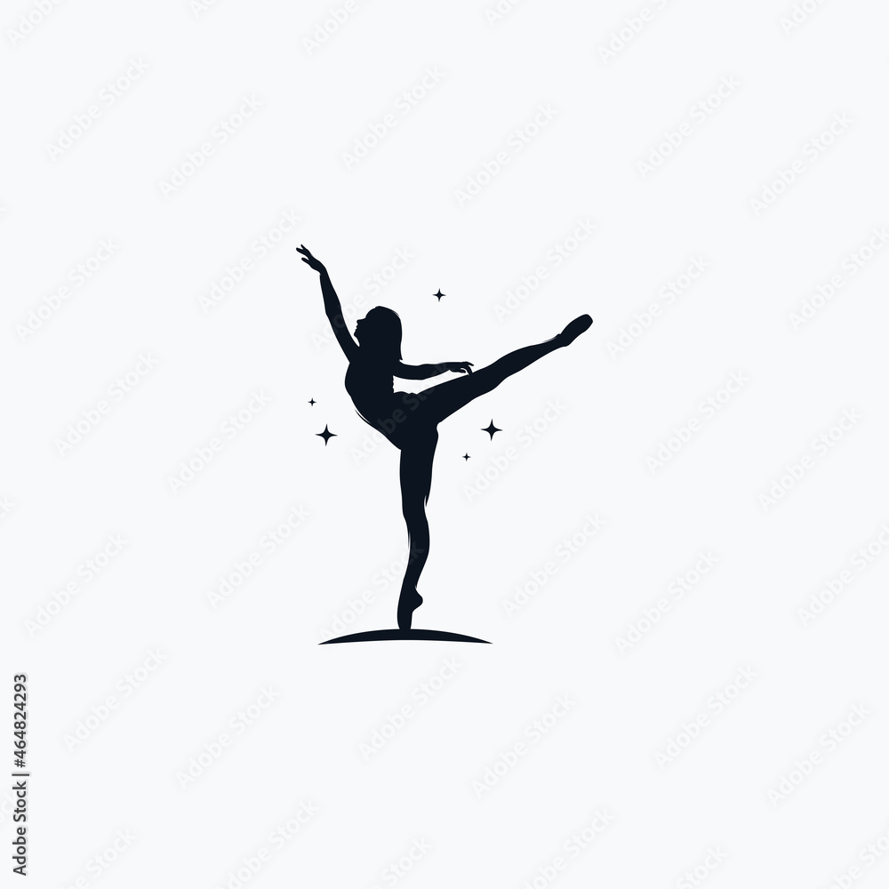 Fitness Gymnastic Logo Silhouette Sportswoman Vector