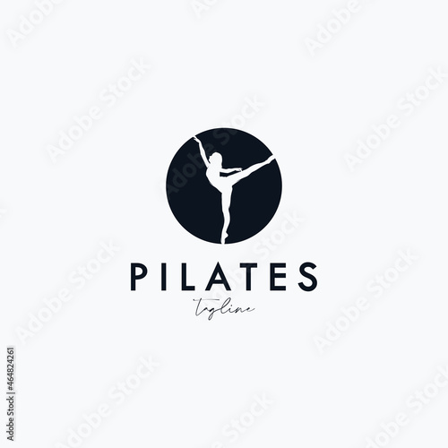 Trainer Pilates Woman Silhouette creative vector logo design