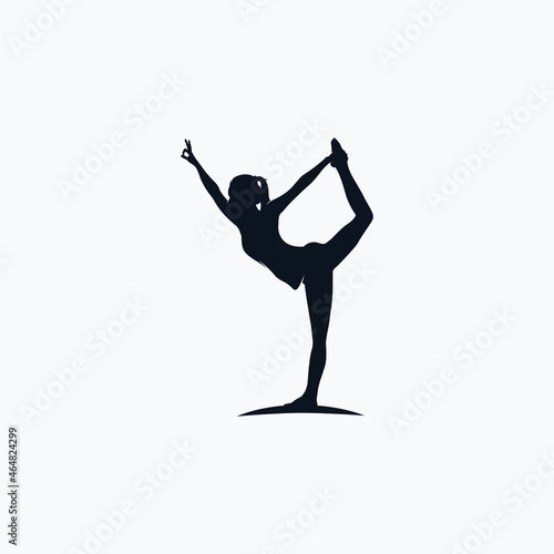 Fitness Gymnastic Logo Silhouette Sportswoman Vector