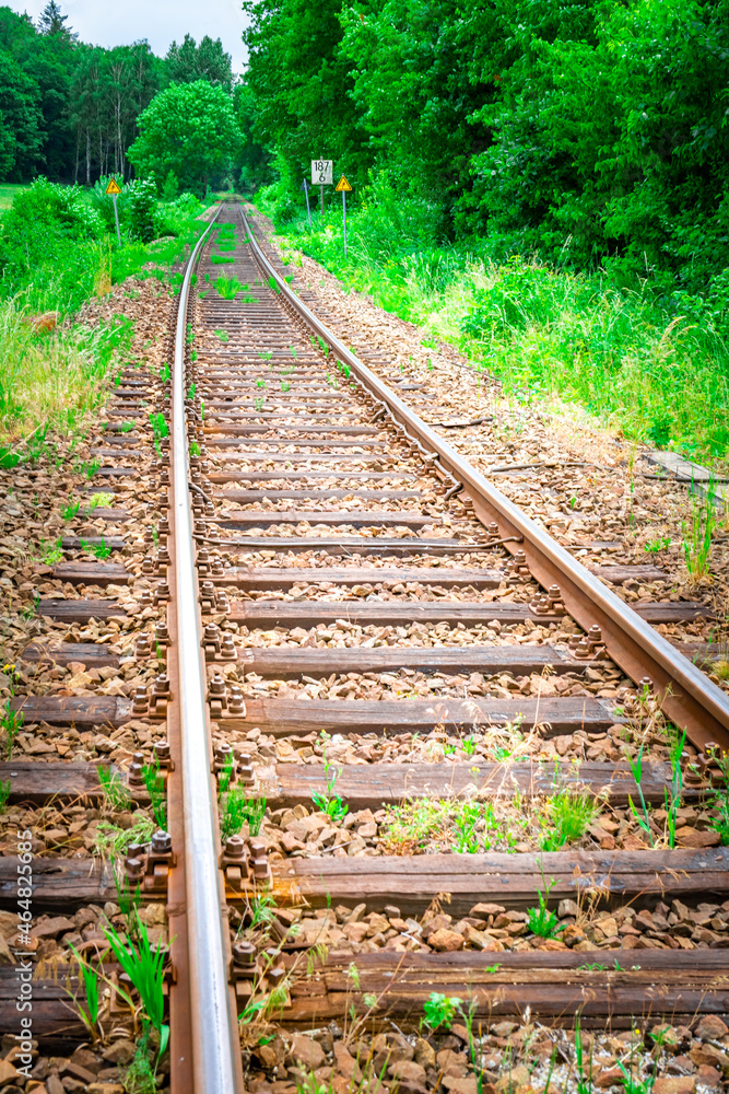 Hiking along Railroad in the Bavarian Forest. Hiking along Railroad in the Bavarian Forest.