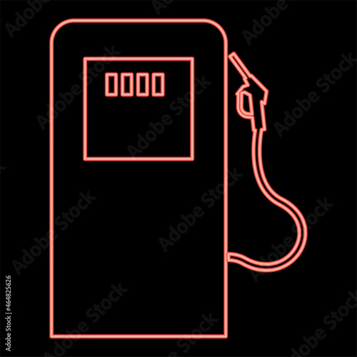 Neon gas station red color vector illustration flat style image