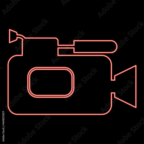 Neon videocamera red color vector illustration flat style image
