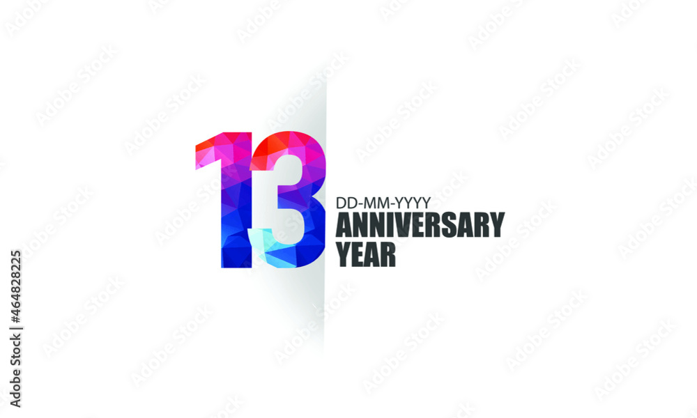 13 year anniversary full color polygon geometry style background for event, birthday, gift - vector 13 year anniversary full color polygon geometry style background for event, birthday, gift - vector