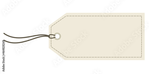 tag Horizontal Angled Hangtag Seam Beige With String And Shadow
 price tag  Paper Label Isolated On White Background. Ready for your message.
  photo