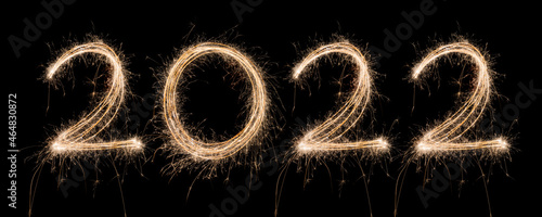Canvas-taulu 2022 New Year Sparkler Light drawn in numbers for happy new year at night time t