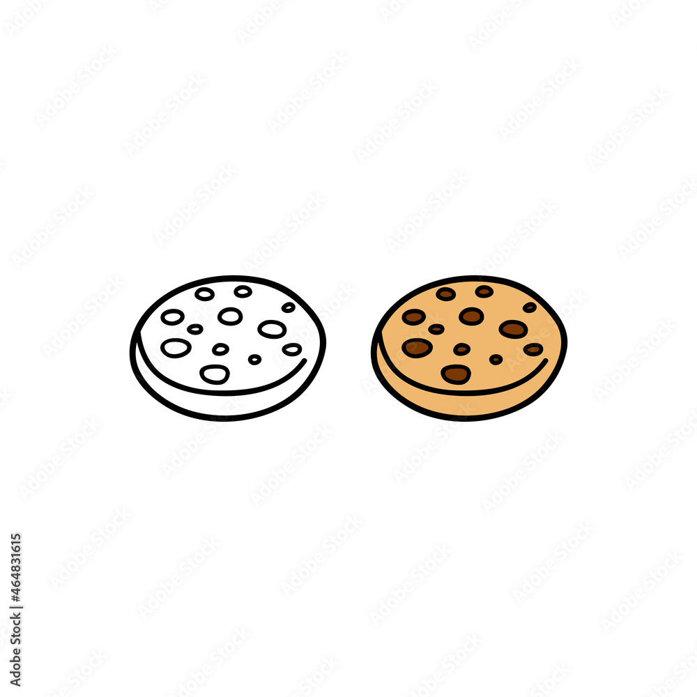 Fototapeta premium Hand drawn colored and outline cookie.