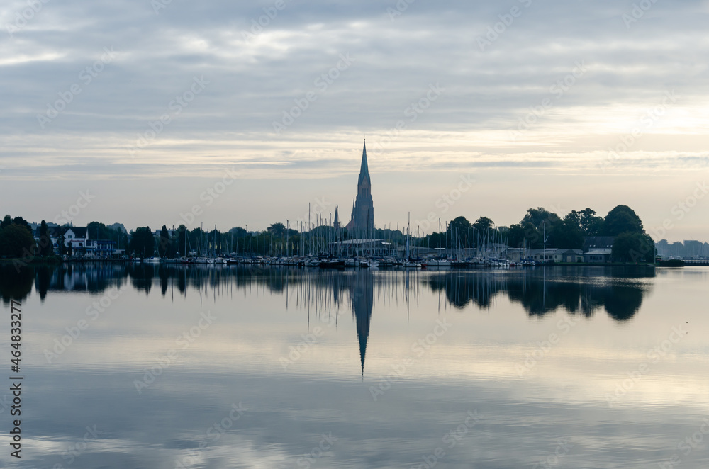 View of the Schleswig city in the early morning