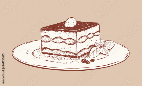 Vintage style vector illustration of Tiramisu
