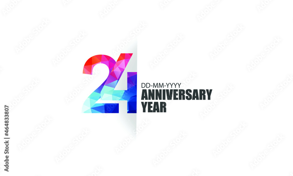 24 year anniversary full color polygon geometry style background for event, birthday, gift - vector 24 year anniversary full color polygon geometry style background for event, birthday, gift - vector