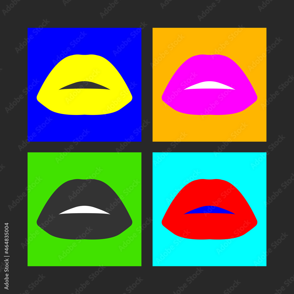 Poster with female lips in pop art style. Beauty background Poster with female lips in pop art style. Beauty background
