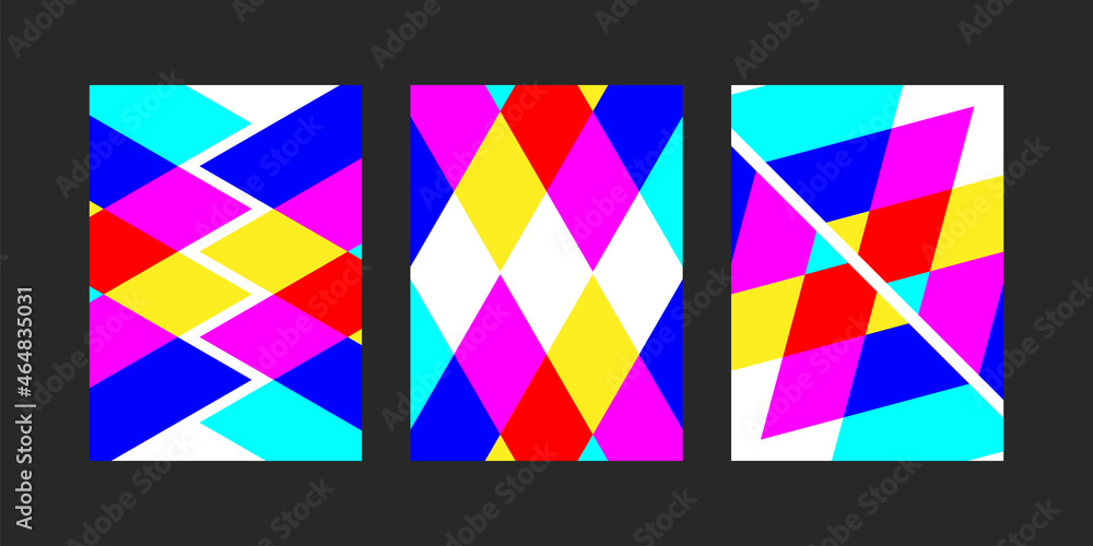 Set of geometric templates with triangles for cover, flyer, leaflet Set of geometric templates with triangles for cover, flyer, leaflet