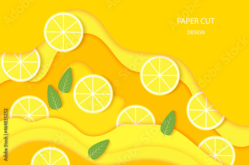 Healthy Food Concept.Vector illustration origami art.Spreading Orange or Lemon Juice .