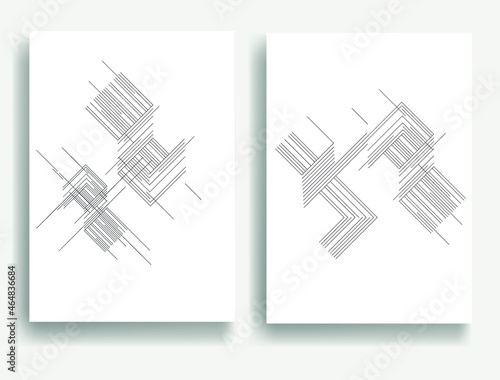 Fototapeta Naklejka Na Ścianę i Meble -  Black and white modern art minimal background . Vector design composition with various geometric shapes . Abstract contemporary art . New modernism design.