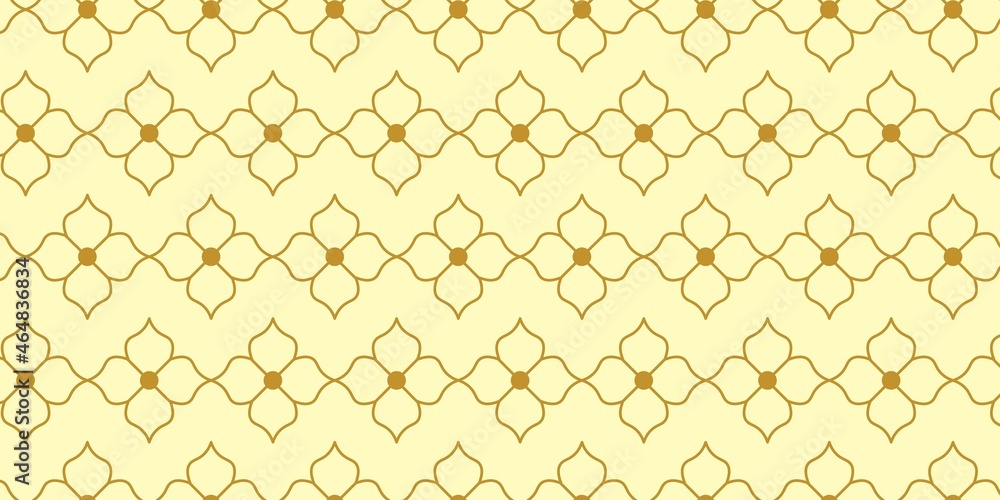 Abstract geometric line flowers seamless pattern gold line on white background. Summer vector design. Abstract geometric line flowers seamless pattern gold line on white background. Summer vector design.