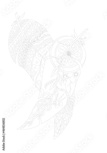 hand-drawn sketch of feather art