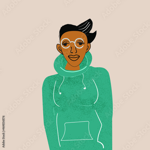 Older gay black woman in hoodie