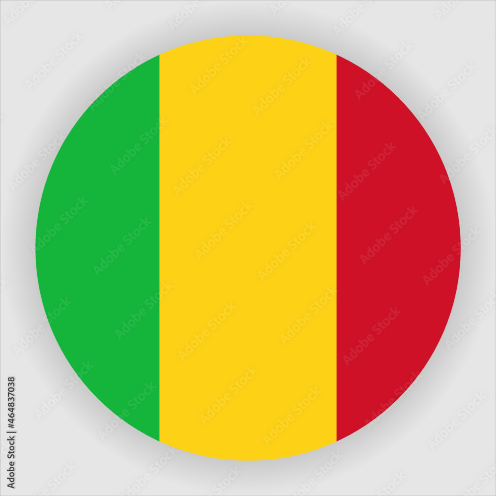 Fototapeta premium Mali Flat Rounded Country Flag button Icon