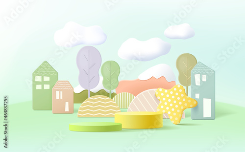 3d rendering, Abstract minimal stage for product display present background.