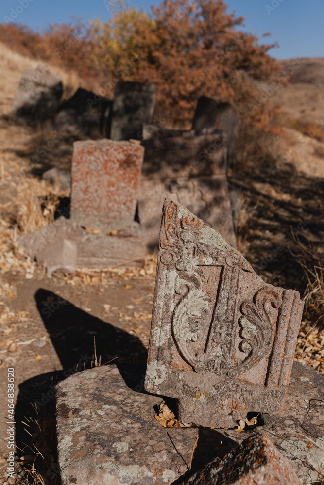 Tsakhat Kar monastery in Yerevan: tombstone