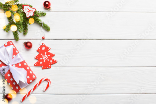 Happy New Year and Christmas. Holiday banner  postcard.