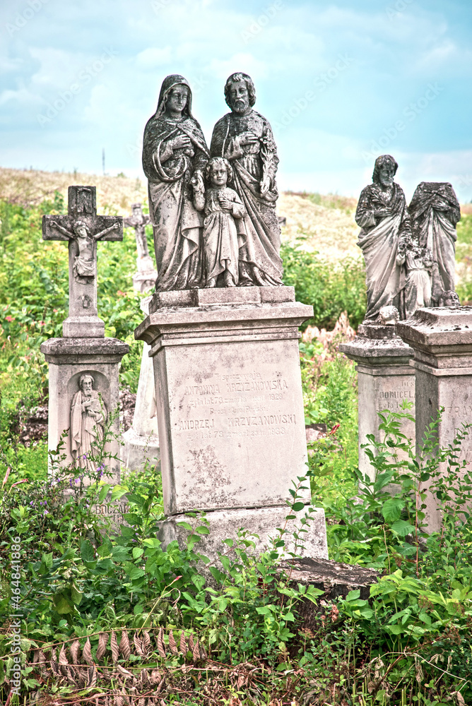 Ancient tombstones in an abandoned cemetery