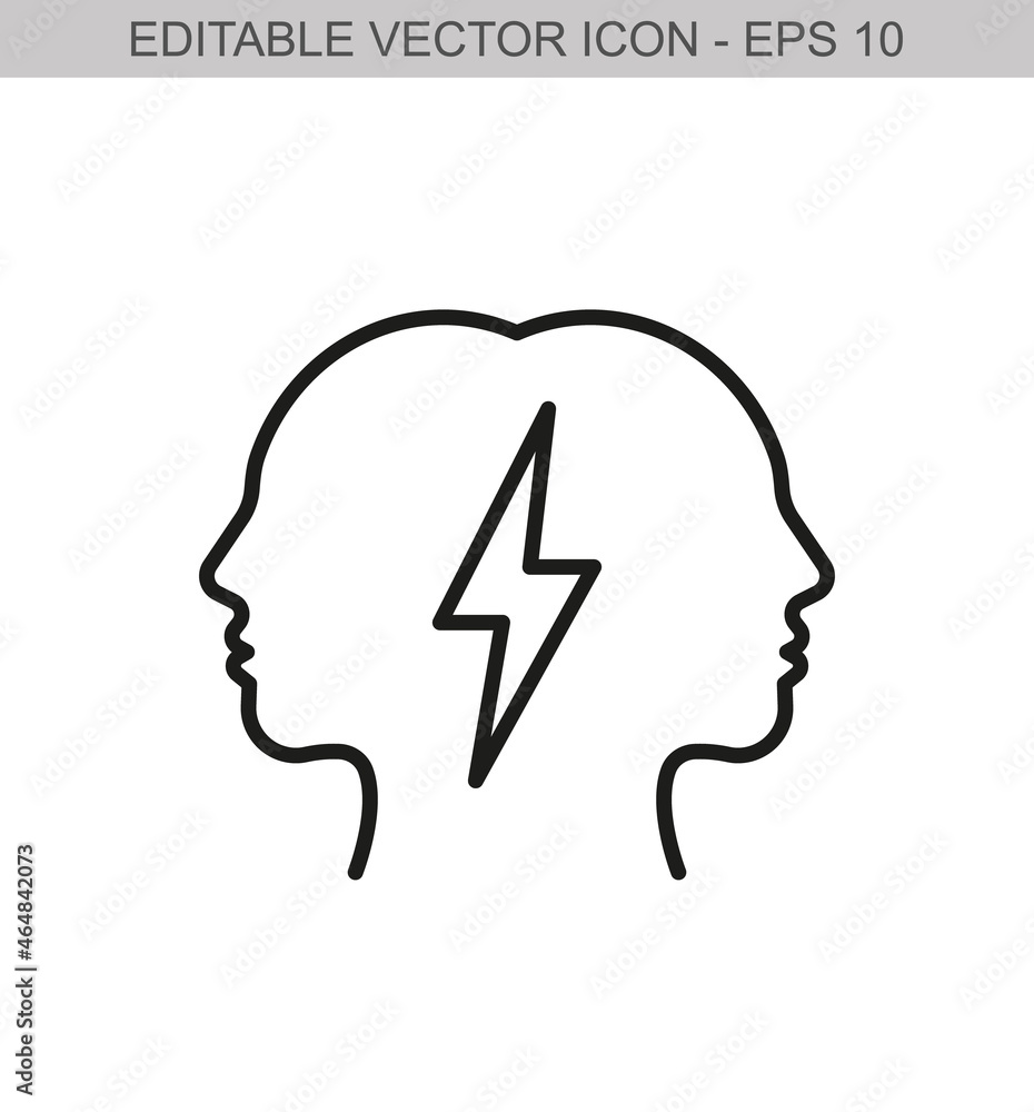Human silhouette with a flash sign. Editable stroke line icon. Vector illustration Human silhouette with a flash sign. Editable stroke line icon. Vector illustration