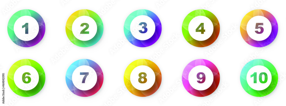 Number bullet points 1 to 10. Creative 3d markers set. Vector illustration. Number bullet points 1 to 10. Creative 3d markers set. Vector illustration.