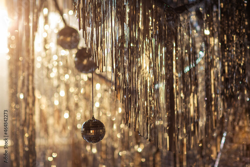 new year and christmas decor silver and disco balls