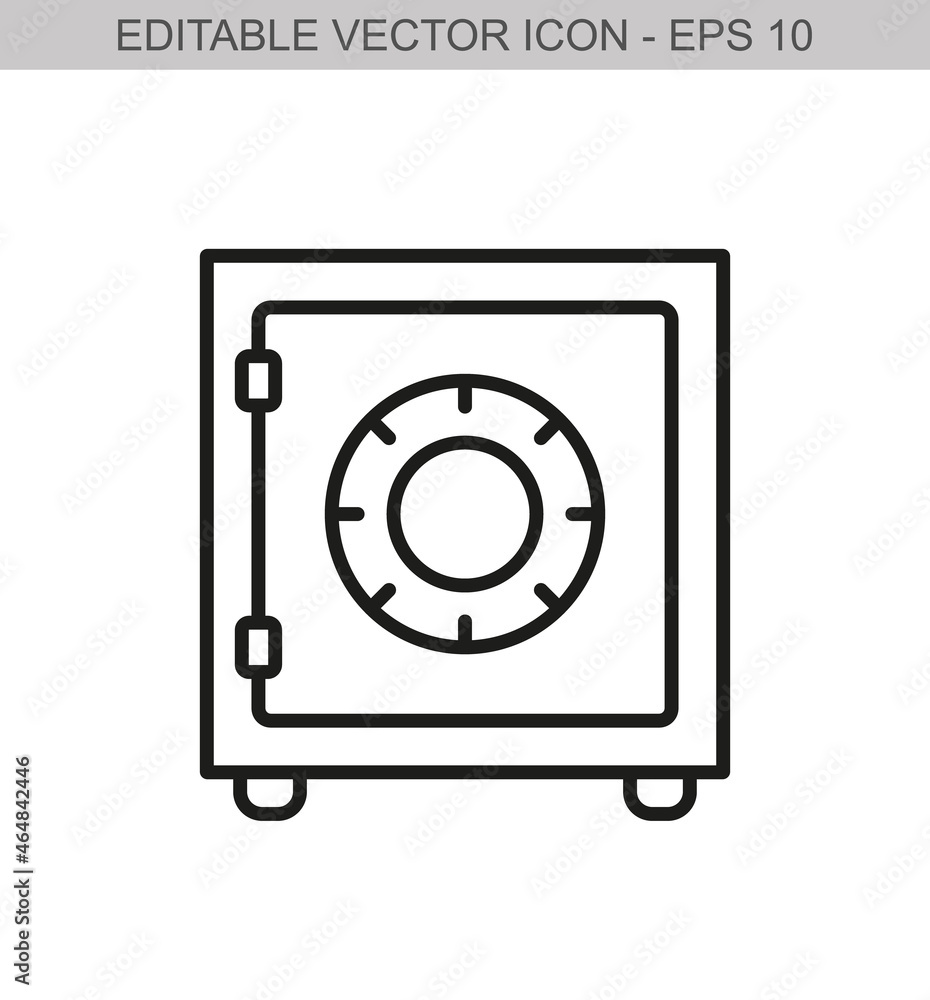 Safe deposit box. Editable stroke line icon. Vector illustration Safe deposit box. Editable stroke line icon. Vector illustration