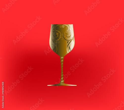 golden glass of drink vector illustrations, realistic and 3d style, luxury cup.