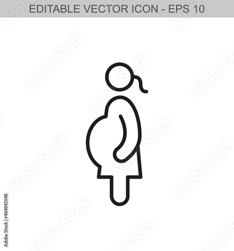 A pregnant woman. Editable stroke line icon. Vector illustration