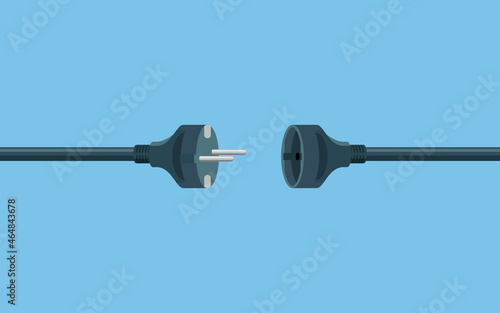 Electric Plug and Socket unplug flat design vector.