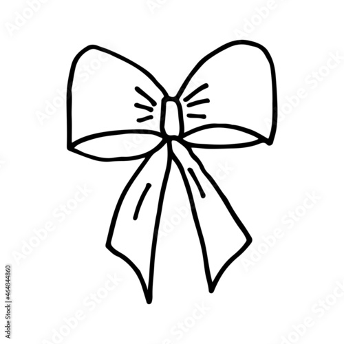 Beautiful knotted bow in doodle style. Hand drawn illustration.